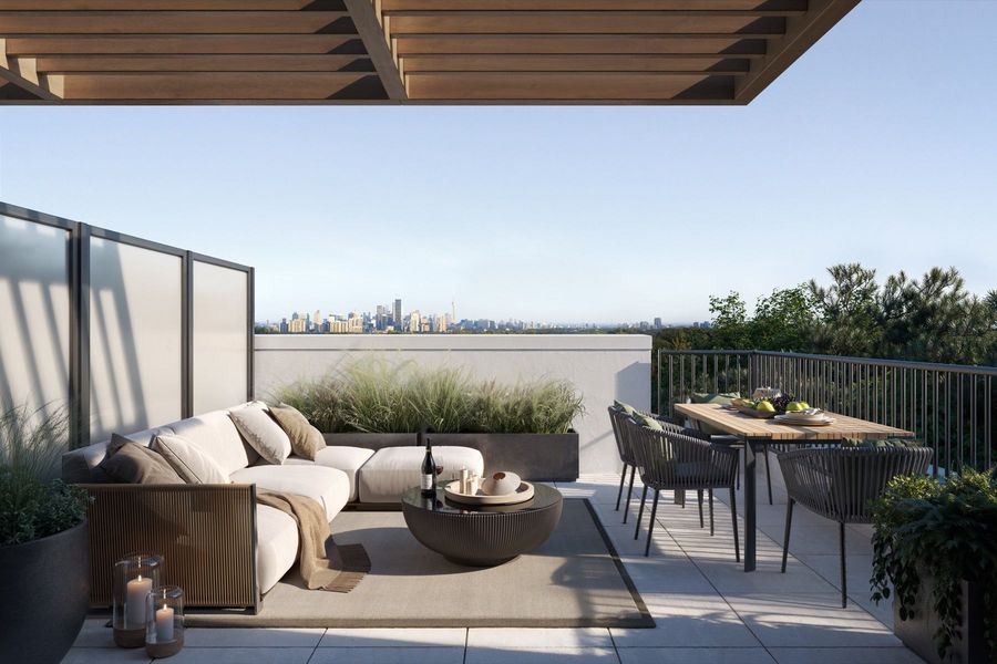 Private rooftop terrace with Toronto skyline views